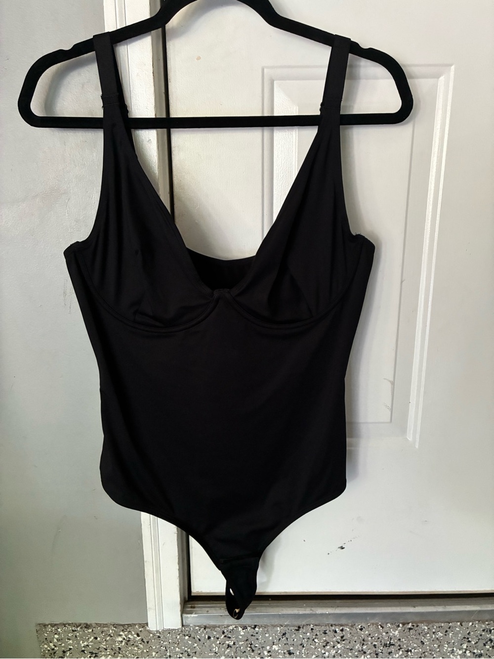 Underwire Black Shaping Bodysuit with Adjustable Straps